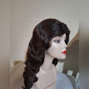 Elegant Brown Human Hair Blend Wig